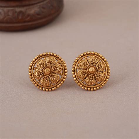 Cute antique plain gold floral stud earring | Free Cod - smarsjewelrys