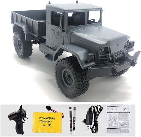 Buy Gray 1/16 2.4G 4WD Off-Road RC Military Truck Rock Crawler Army Car ...