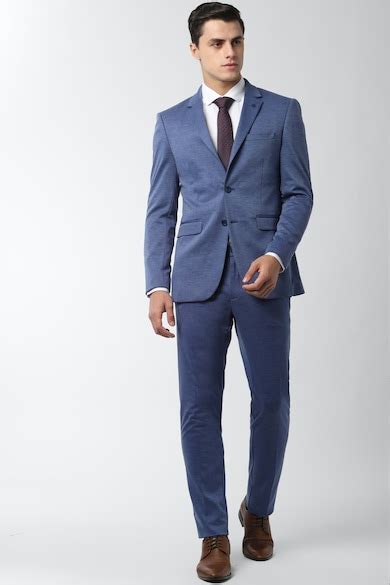 Buy Men Blue Solid Slim Fit Formal Two Piece Suit Online - 440945 ...