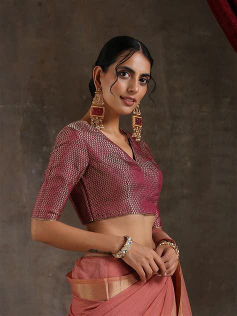Blouse - Wine Jacquard With Keyhole Back – Swtantra