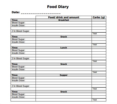 Image result for Food Log Example