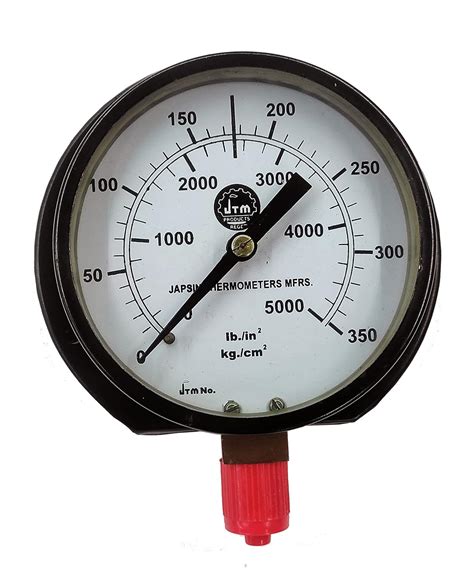 Japsin Dial Pressure Gauge 0-5000 PSI(0-350 Kg/cm2), MS Body Dia Size 4 ...
