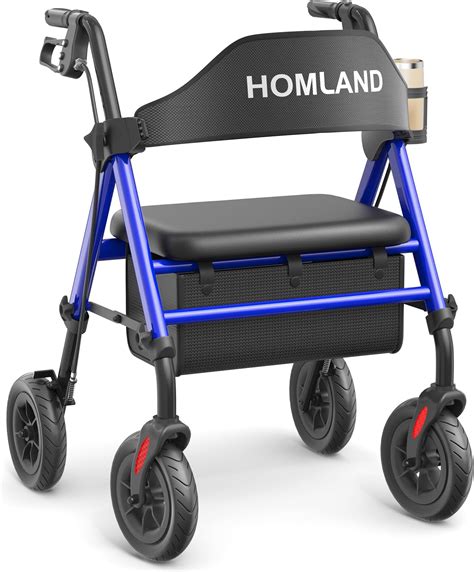Amazon.com: HOMLAND Walkers for Seniors with Seat, Foldable Rollator Walker, Reinforced Aluminum ...