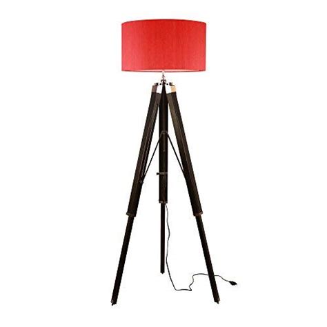Buy Indian Made Tripod Floor Lamp | Sheesham (Rose Wood) | Red Silk ...