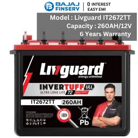 Livguard IT2672TT 260Ah 12V Tall tubular Inverter Battery,
