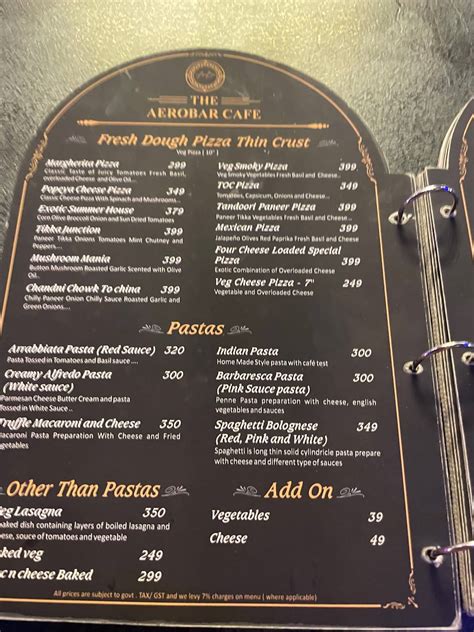 Menu at The Aerobar Cafe, Indore