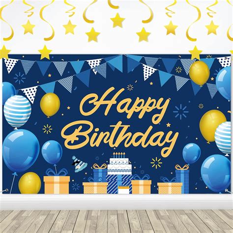 Buy Happy Birthday Banner Set, Extra Large Decorations Backdrop, 10Pcs ...