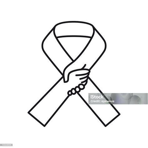 Awareness Ribbon With Helping Hand Vector Line Icon Suicide Prevention ...
