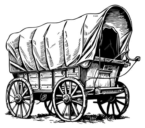 Covered wagon sketch hand drawn in doodle style illustration | Premium ...