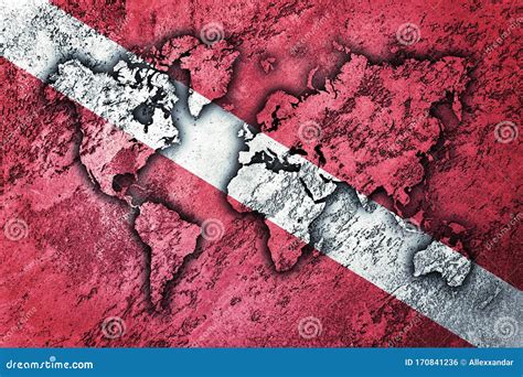 Diver Down Flag, World Map Scuba Flag Stock Photo - Image of activity ...