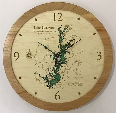 Lake Keowee - Custom Wooden Lake Clock - South Carolina - Time Square ...