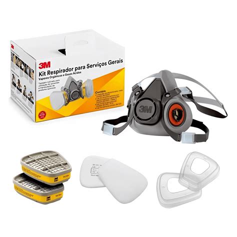3M - KIT RESPIRADOR 6200 + CART 6003 + FILTRO E RETENTORES 5N11 - TexCon