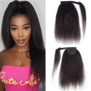 Kinky Straight Ponytail Remy Wrap Around Drawstring Ponytail Extensions ...