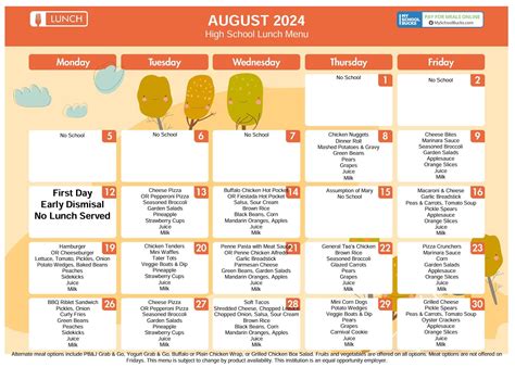 2024-2025-August-High-School-Lunch-Menu | St. Henry District High School
