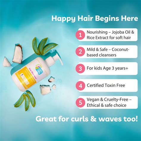Kids Shampoo, 3 to 10 Years, 95.88% Natural Origin, 275ml – Locks in m ...