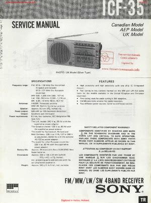 Sony ICF-35 Service Manual PDF Free Download