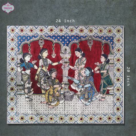 South Indian Folk Women Hand-painted Kalamkari on Cotton - UNFRAMED ...