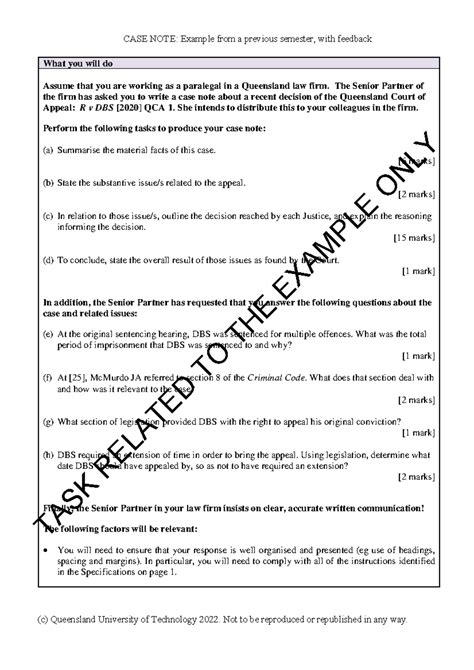 Image result for Case Note Example Law