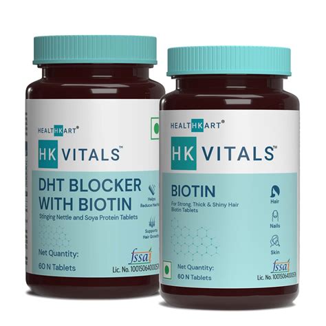 HealthKart HK Vitals Biotin, 60 Tablets and DHT Blocker with Biotin ...