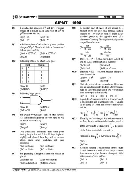 NEET 1998 PYP - DGHGH - AIPMT – 1998 Q Boron has two isotopes 5 B 10 ...