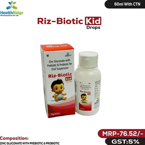 Riz Biotic Kid Drops - Zinc Gluconate with Prebiotic & Probiotic for ...