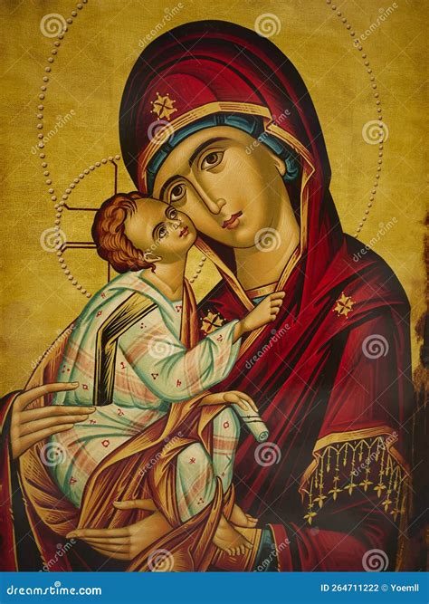 Virgin Mary and Baby Jesus, Greek Orthodox Icon Stock Photo - Image of ...