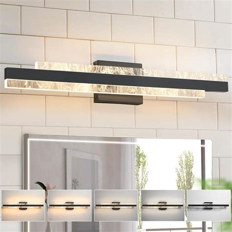 HAHZT Modern Bathroom Vanity Light: Matte Black 27 inch 28W Dimmable ...