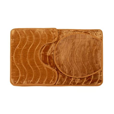 Buy EZ Life Luxe Waves Rashe Emboss 3 Piece Bathroom Mats Set (L 80 x W ...