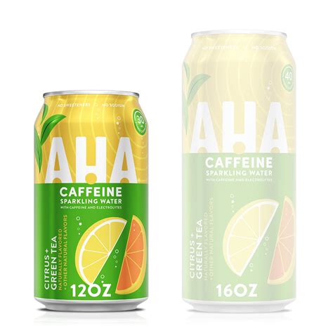 AHA Sparkling Water, Citrus + Green Tea Flavored Water, with Caffeine ...