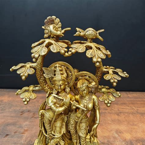 Brass Radha Krishna Idol Under Kadamba Tree 17 Inch – StatueStudio