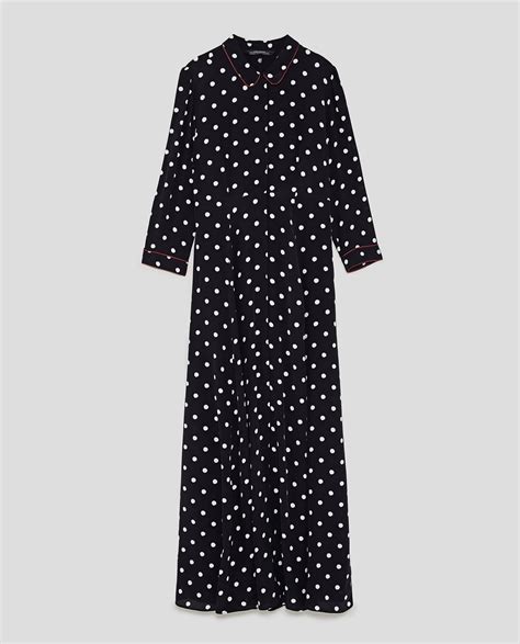 Zara + Long Polka Dot Dress