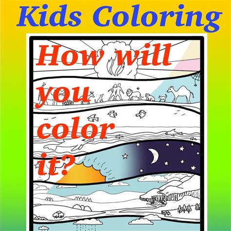 Buy The Seven Days of Creation Coloring Page, Bible Color Sheet, Sunday ...