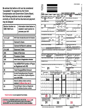 Fillable Online vcgcb ca CMS (HCFA) 1500 Form Sample with Instructions ...