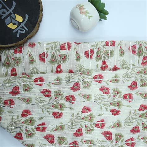 Offwhite Floral Pintuck Cotton Printed Fabric – Desisandook Enterprises ...