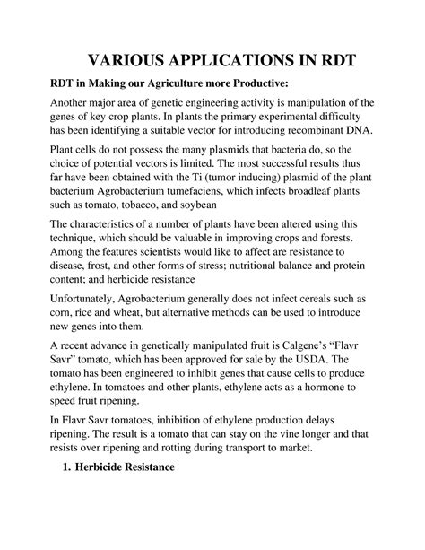 Various Applications IN RDT - VARIOUS APPLICATIONS IN RDT RDT in Making ...