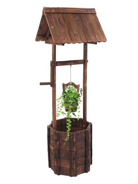 Height Adjustable Hanging Bucket, Wishing Well Planter with 4 ...