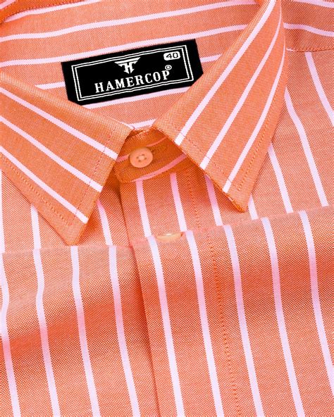 Lapis Orange With White Stripe Oxford Cotton Shirt – Hamercop