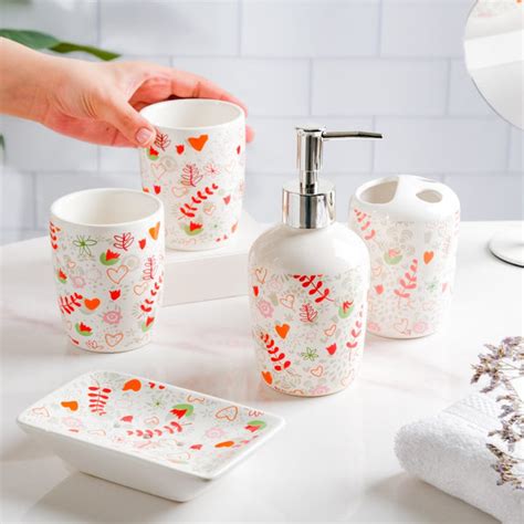 Eclectic Ceramic Bathroom Accessories Set of 5