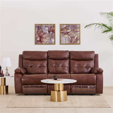 Buy Blake Half Leather 3-Seater Electric Recliner - Tan from Home ...
