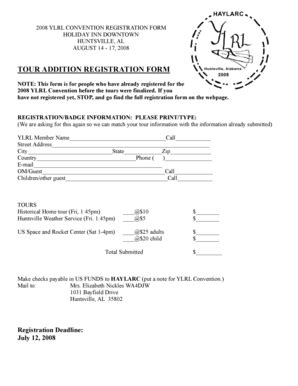 Fillable Online qsl TOUR ADDITION REGISTRATION FORM - QSL.net - qsl Fax ...