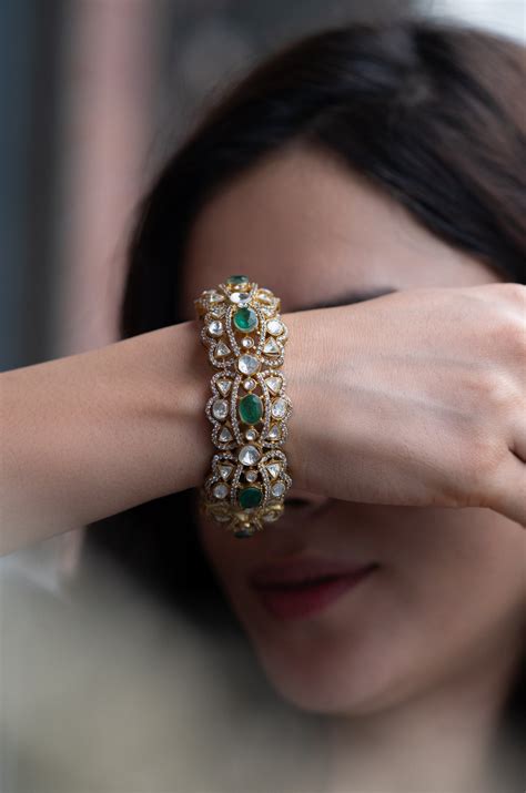 Kehlani Green Polki Bangle – Do Taara