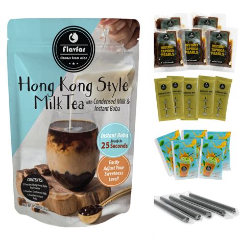 Buy Flavfar Hong Kong Style Milk Tea with Instant Tapioca Pearls ...