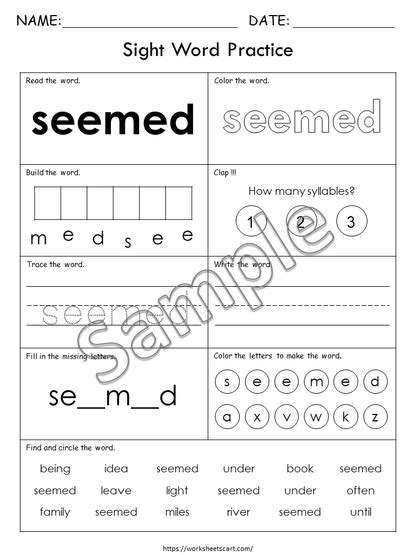 Fry Sight Words Worksheets Bundle (1–1000 Words) | K–3 Printable Readi ...