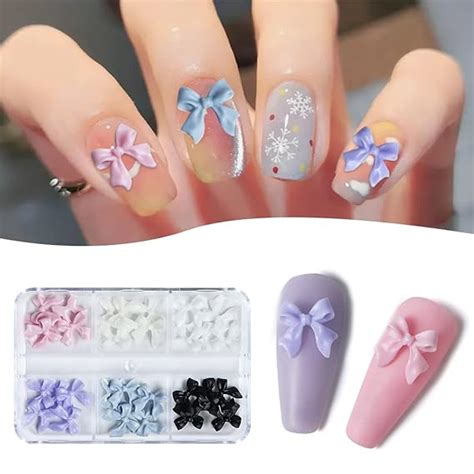 Buy MAYCREATE® 30Pcs Bow Nail Charms 3D Resin Bowknot Nail Art ...