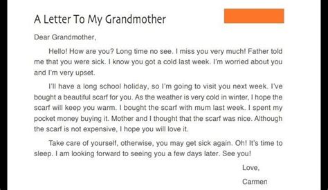 write letter to your grandmother expressing your deep love to her ...