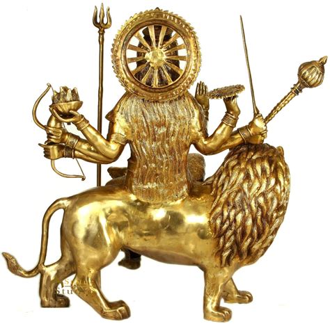 Brass Ashtabhuja Durga Murti Idol Large Sherawali Home Temple Dacor ...