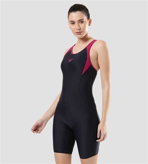 Buy Speedo Female Essential Panel Racer Back Legsuit True Navy-Berry ...