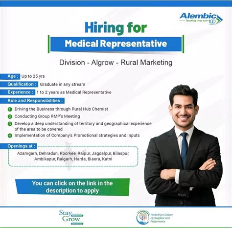 Alembic hiring Medical representative