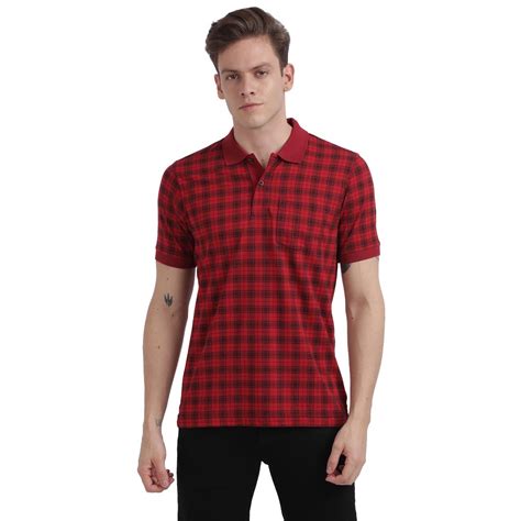 Men Grey Tailored Fit Print Cotton Half Sleeve Round Neck Collar Polo ...