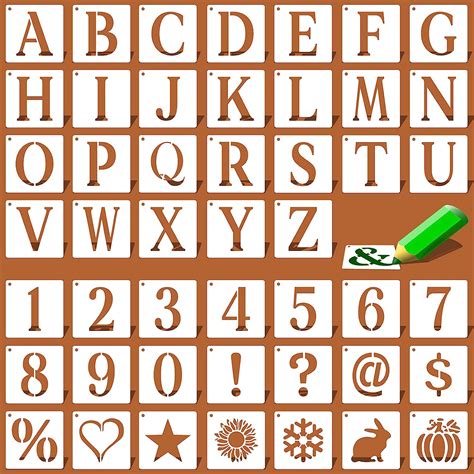 Buy 2 Inch Letter Stencils, 48 Pcs Reusable Symbol Number Craft ...